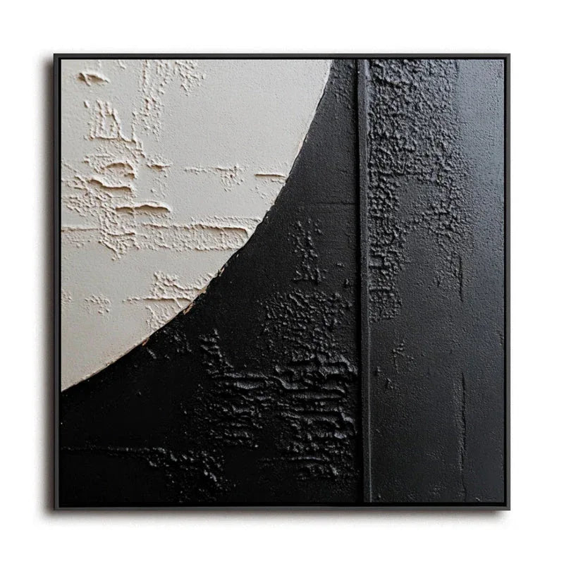 Eclipse Harmony-Hand Drawn Black and White Three-Dimensional Curved Abstract Texture Wall Art - artextured