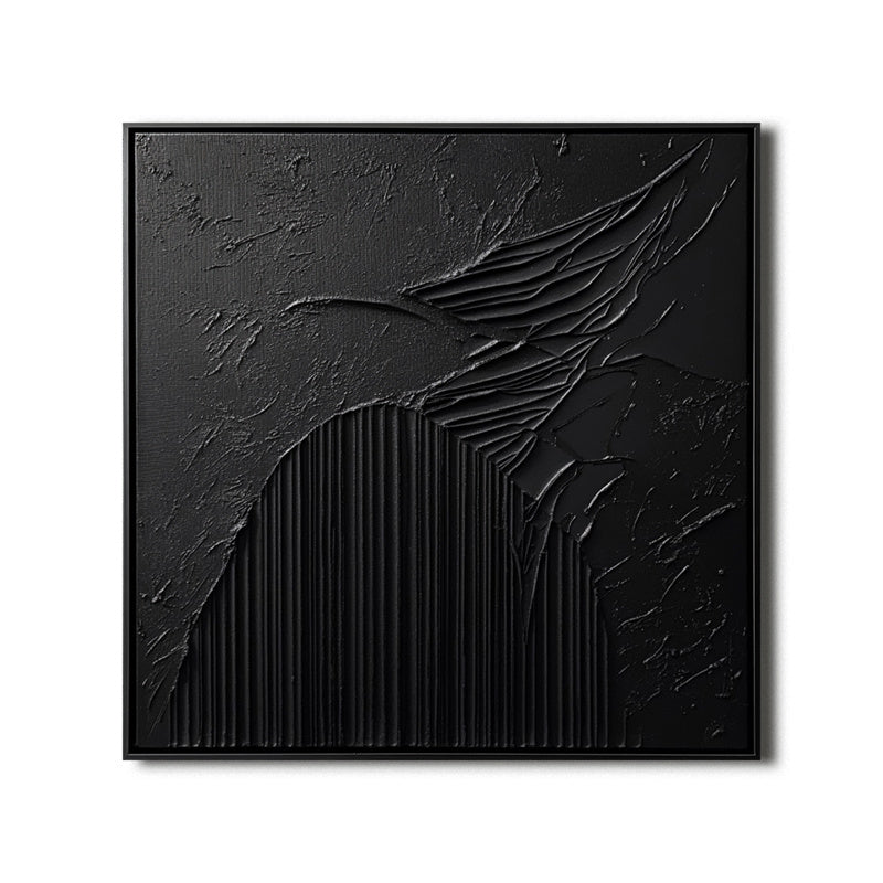 Nocturnal Symphony-Modern Minimalist Three-Dimensional Black Dark Patterned Abstract Wall Art