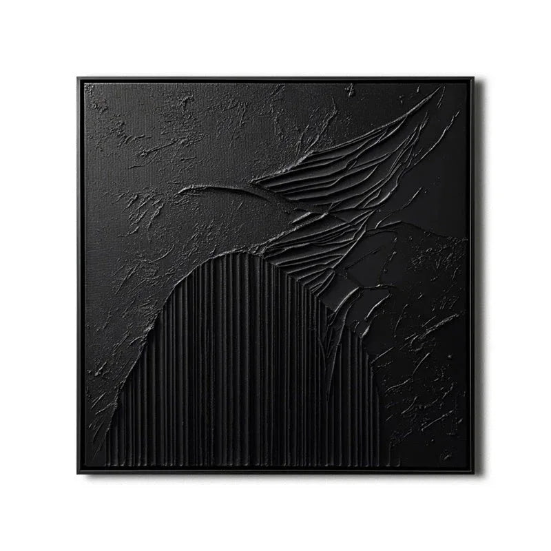 Nocturnal Symphony-Modern Minimalist Three-Dimensional Black Dark Patterned Abstract Wall Art - artextured