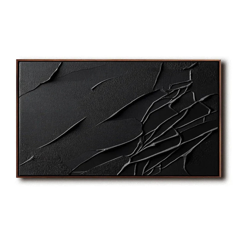 Textured Black Abstract Wall Art - Minimalist Modern Canvas Painting - artextured