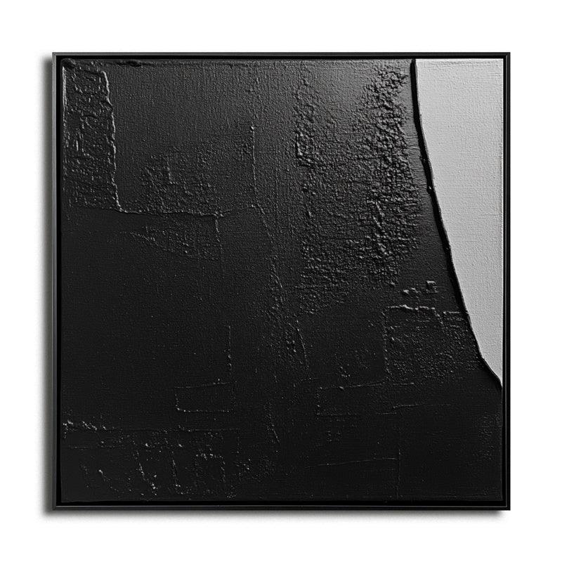 Eclipse in Shadow-Modern Minimalist Black and White Color Block Texture Abstract Wall Art - artextured