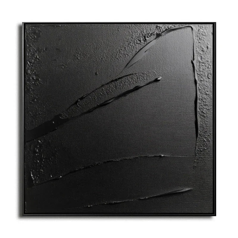Midnight Essence-Minimalist Three-Dimensional Black Tone Abstract Thick Coating Abstract Wall Art - artextured