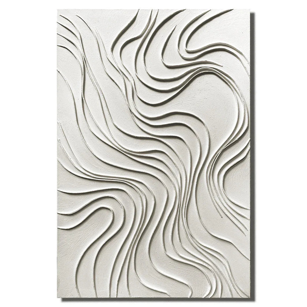 Flowing Serenity Wall Art-Modern Minimalist Geometric Beige Flowing Wave Texture Oil Painting Wall Art - artextured