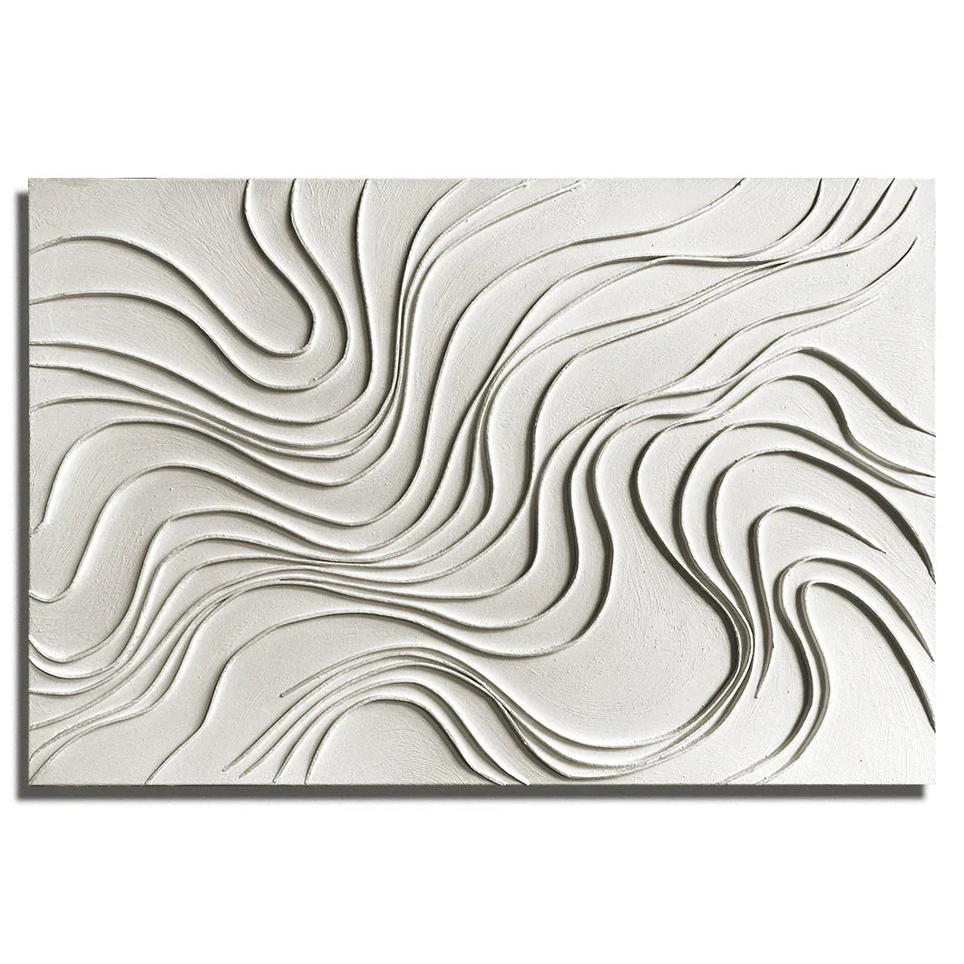 Flowing Serenity Wall Art-Modern Minimalist Geometric Beige Flowing Wave Texture Oil Painting Wall Art - artextured
