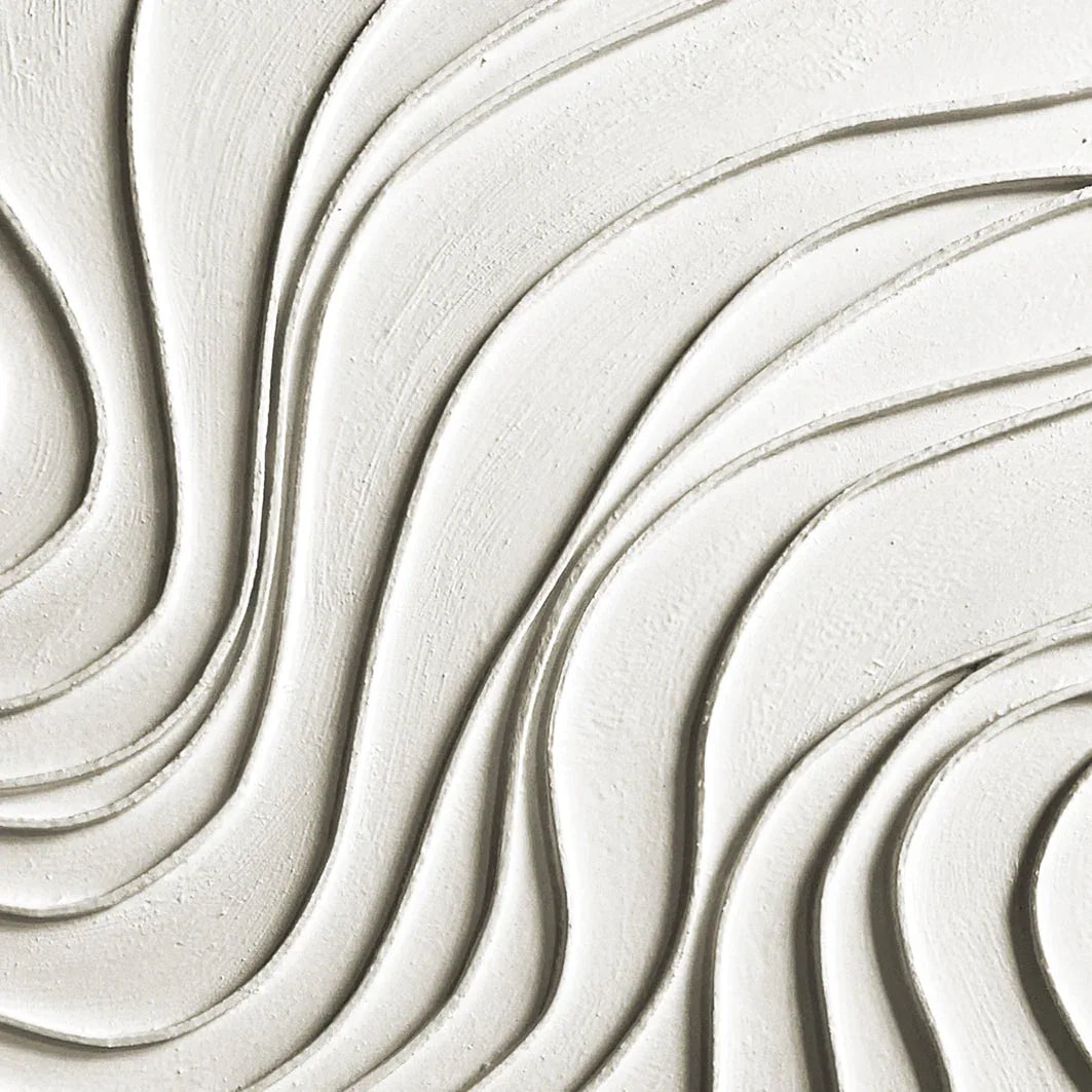 Flowing Serenity Wall Art-Modern Minimalist Geometric Beige Flowing Wave Texture Oil Painting Wall Art - artextured