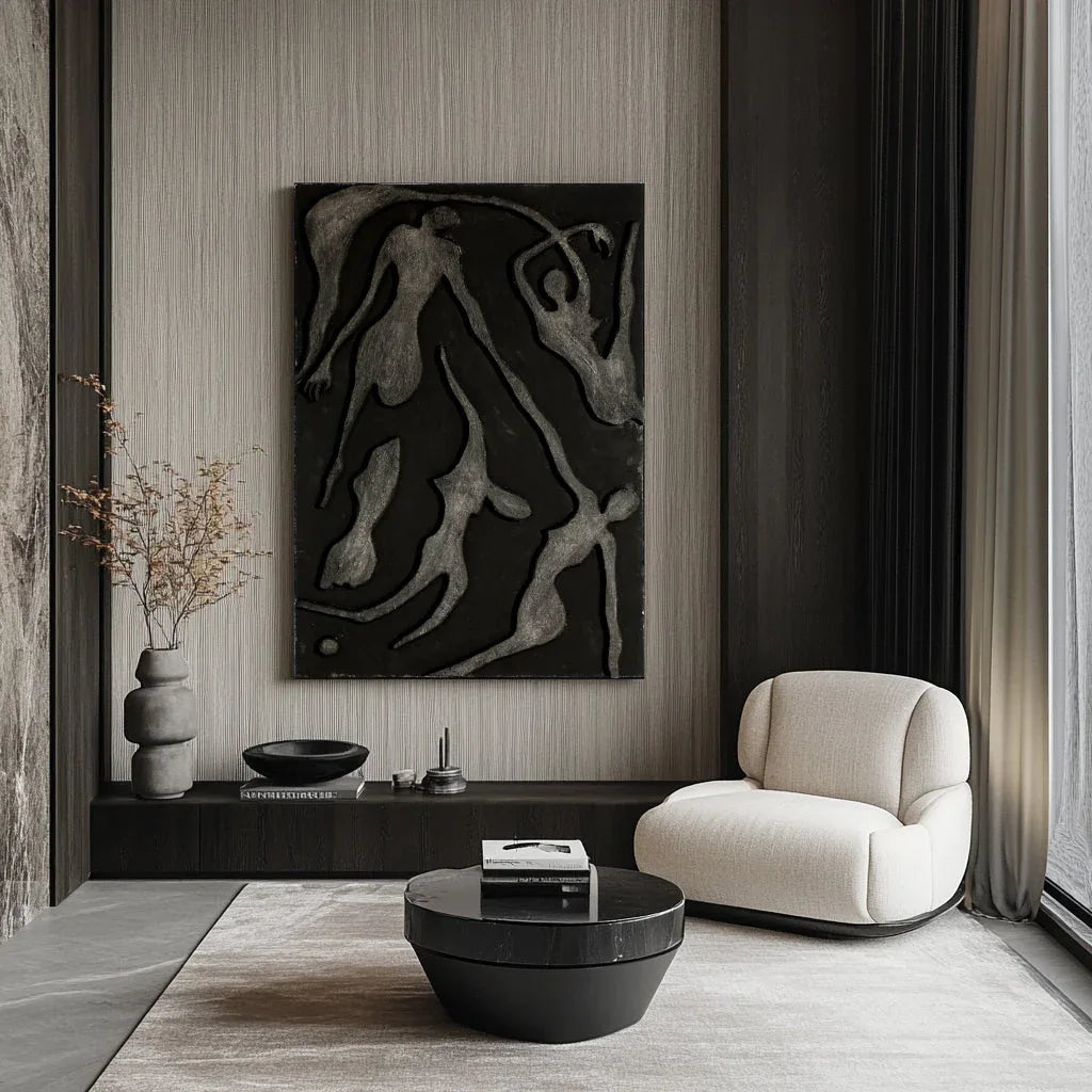 Ethereal Dancers Wall Art-Modern Minimalist Three Dimensional Human Dance Abstract Oil Painting Wall Art - artextured