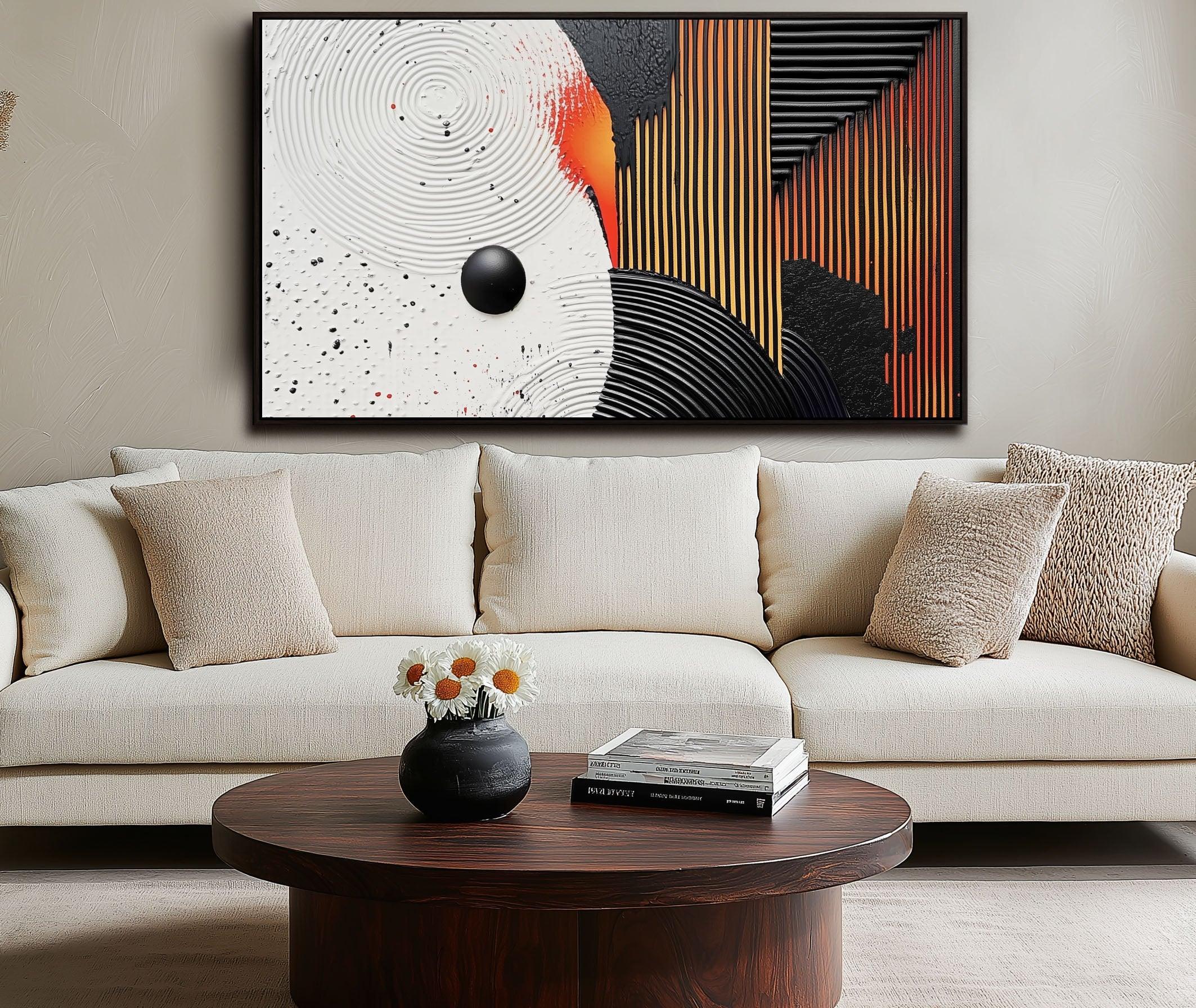 Orbit Harmony Abstract Canvas-Art of Hand Drawn Texture Abstract Wall for 3D Geometric Sphere - artextured