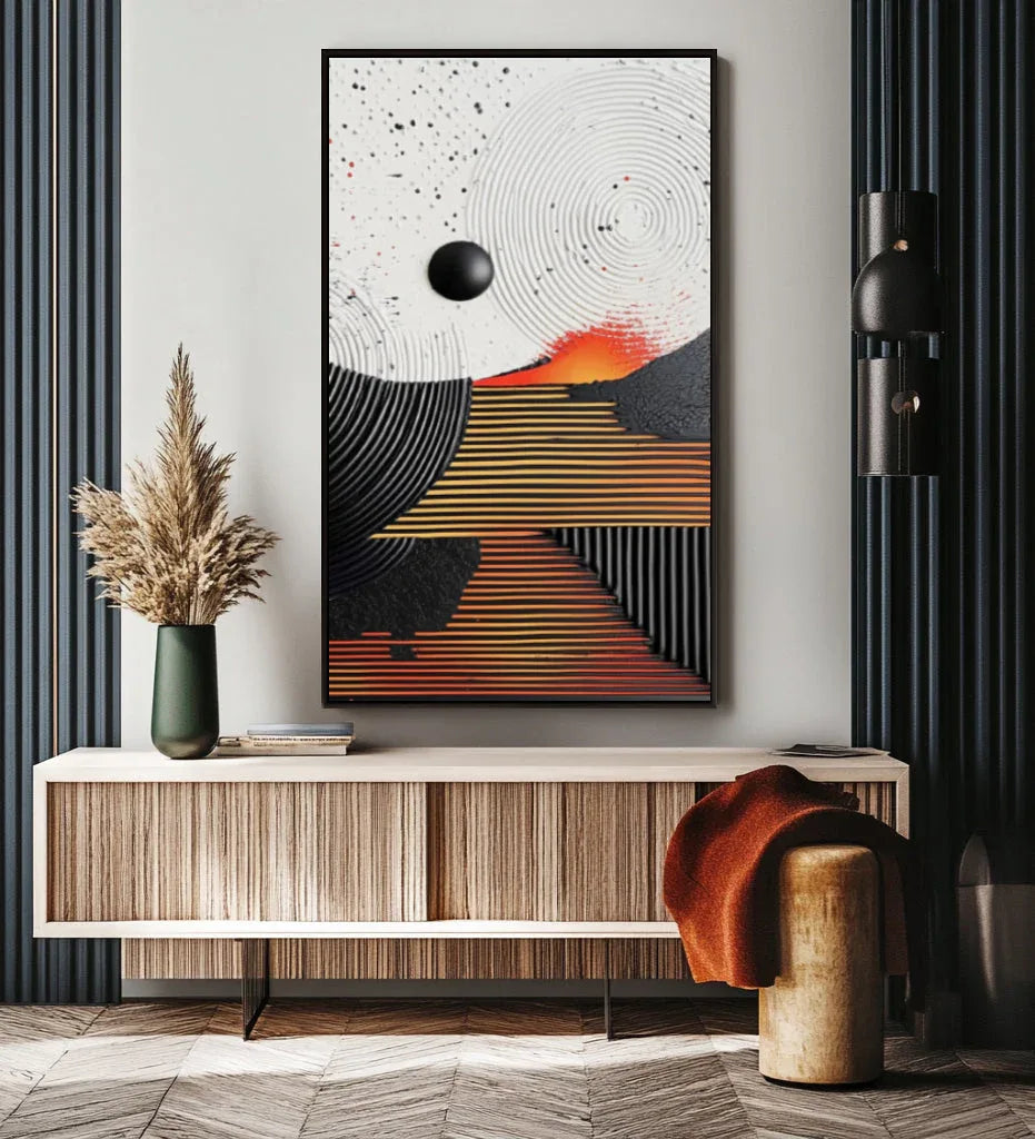 Orbit Harmony Abstract Canvas-Art of Hand Drawn Texture Abstract Wall for 3D Geometric Sphere - artextured