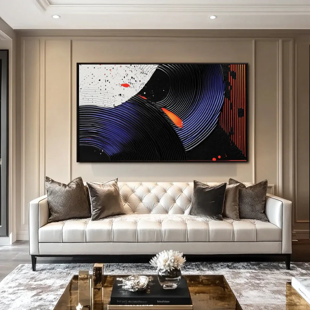 Dynamic Forms-Modern Abstract Wall Art of Geometric Spiral and Color Collision - artextured