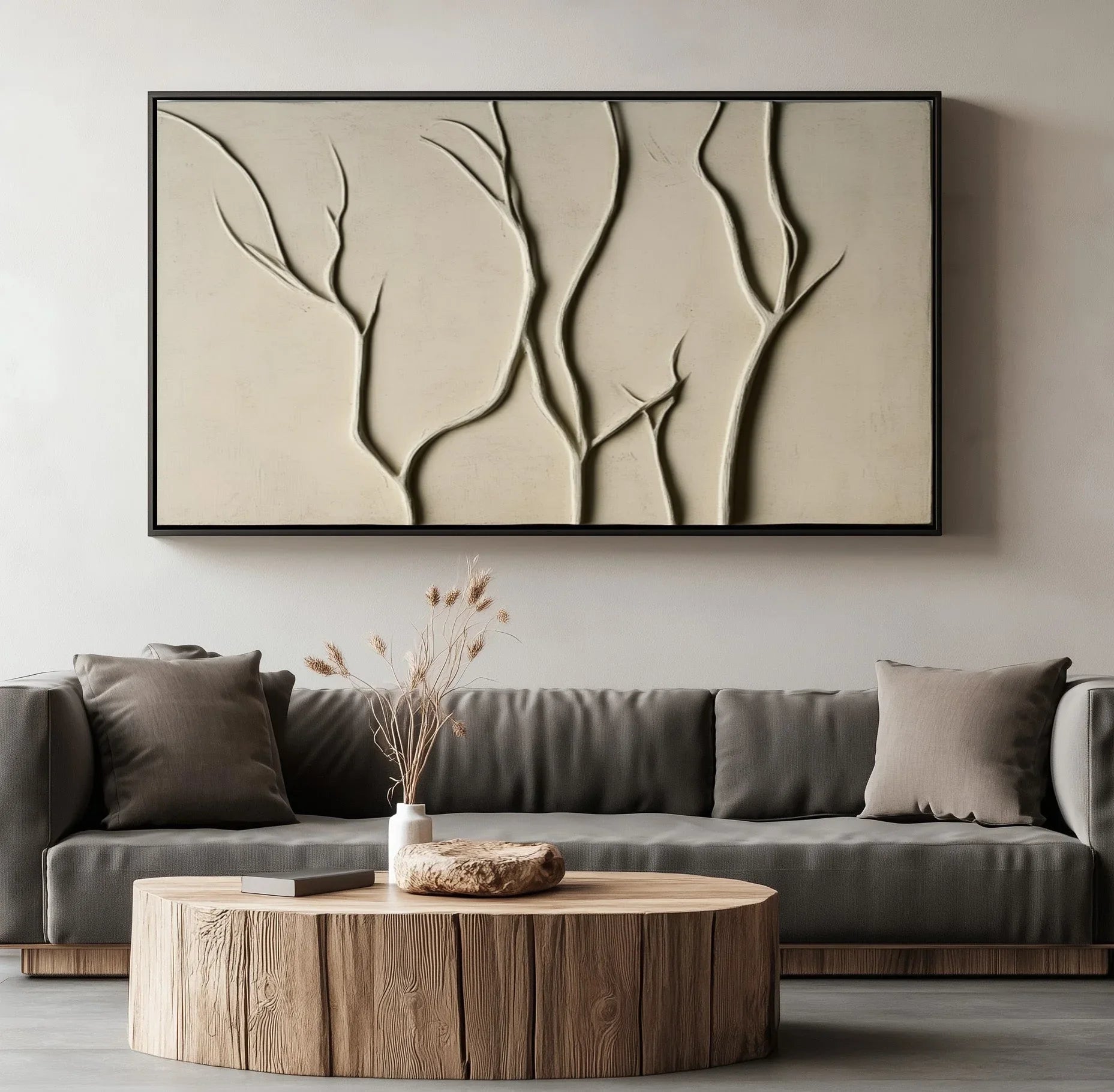 3D Branch Relief-Minimalist Tree Branch Wall Art - artextured
