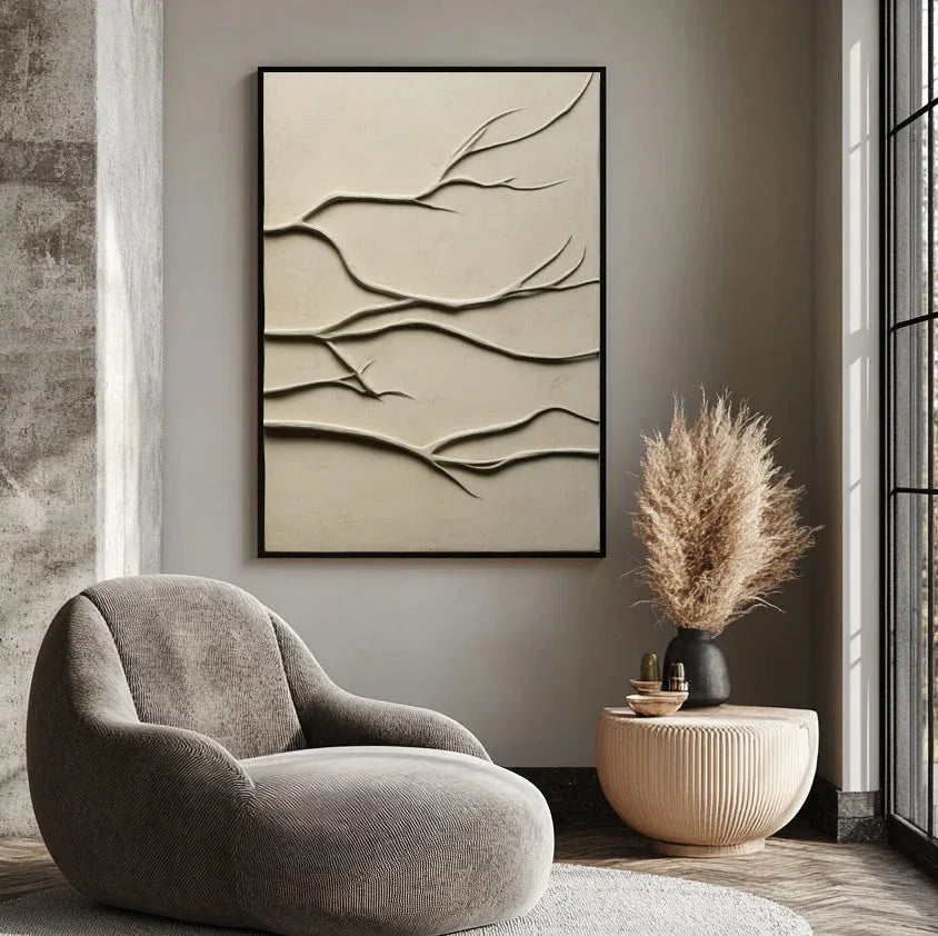 3D Branch Relief-Minimalist Tree Branch Wall Art - artextured
