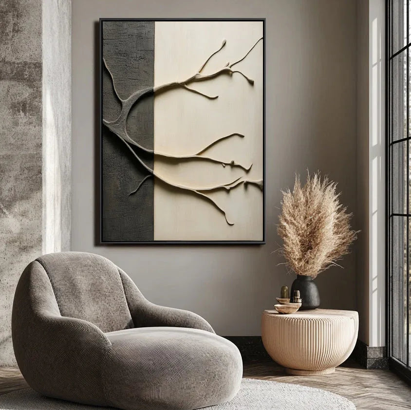 Abstract Tree Branch Wall Art-Vertical Three-Dimensional Tree Branch Texture Oil Painting Wall Art - artextured
