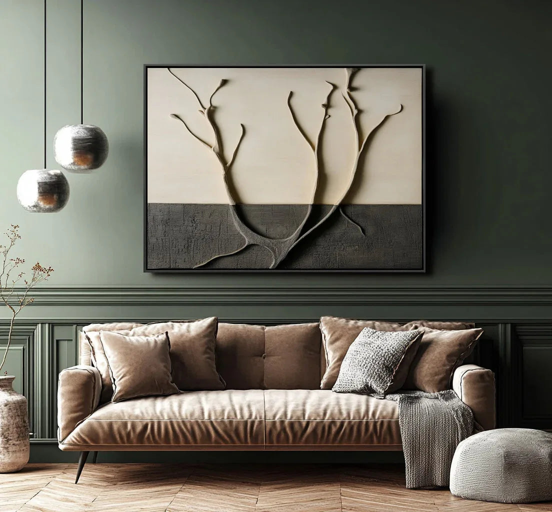 Abstract Tree Branch Wall Art-Vertical Three-Dimensional Tree Branch Texture Oil Painting Wall Art - artextured