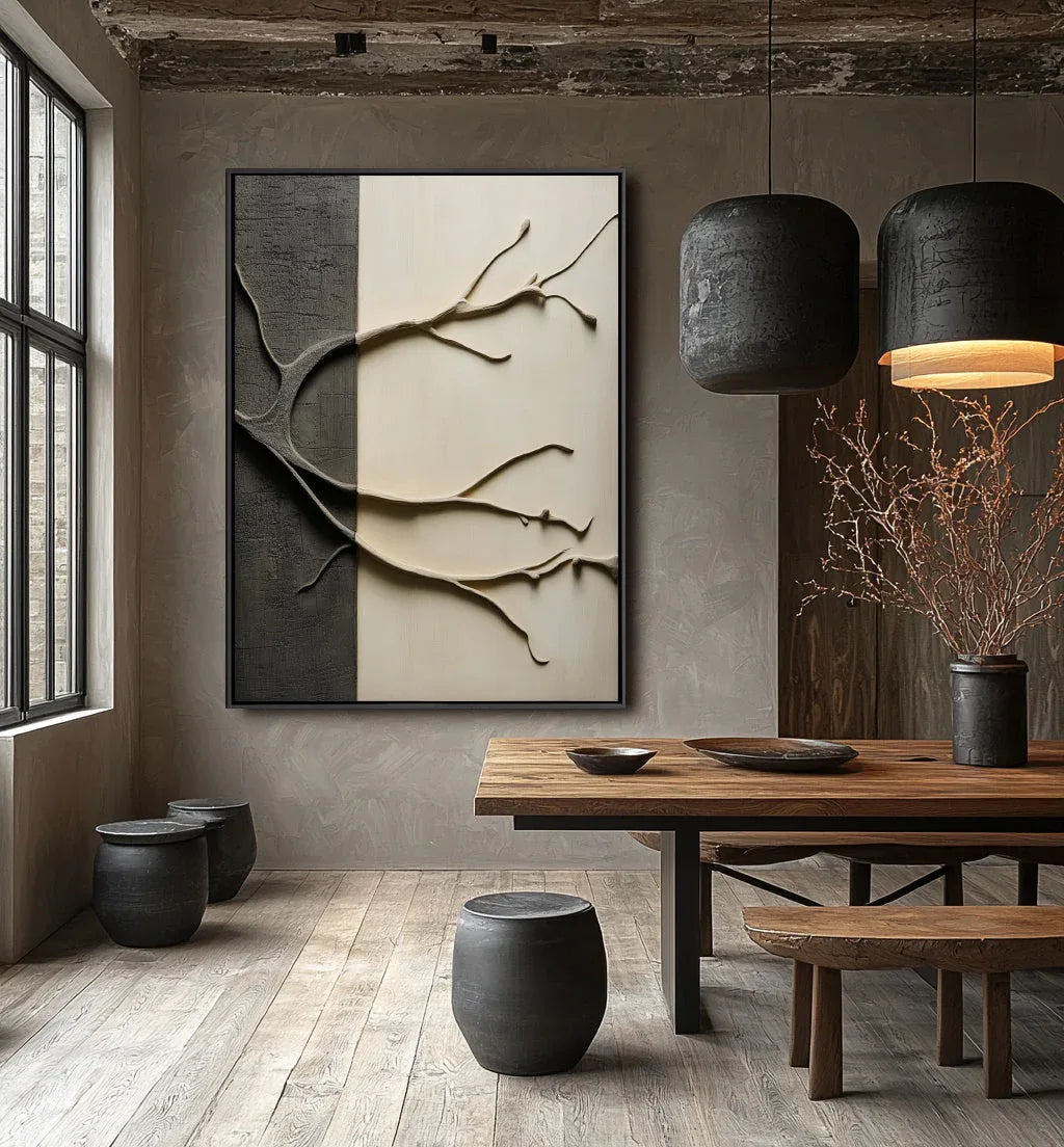 Abstract Tree Branch Wall Art-Vertical Three-Dimensional Tree Branch Texture Oil Painting Wall Art - artextured