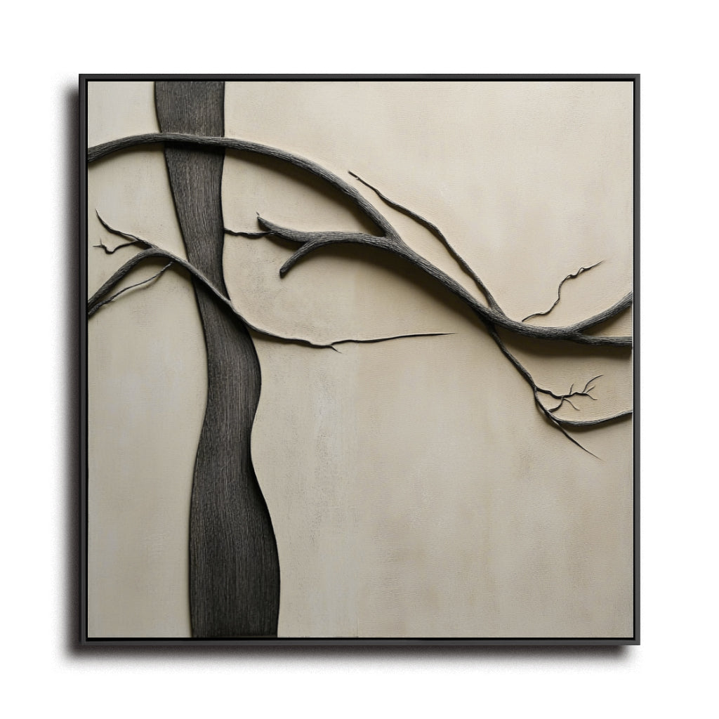 Whispering Branches - The Extremely Simple Wabi Sabi Style Oil Painting Wall Art of Natural Tree Branches