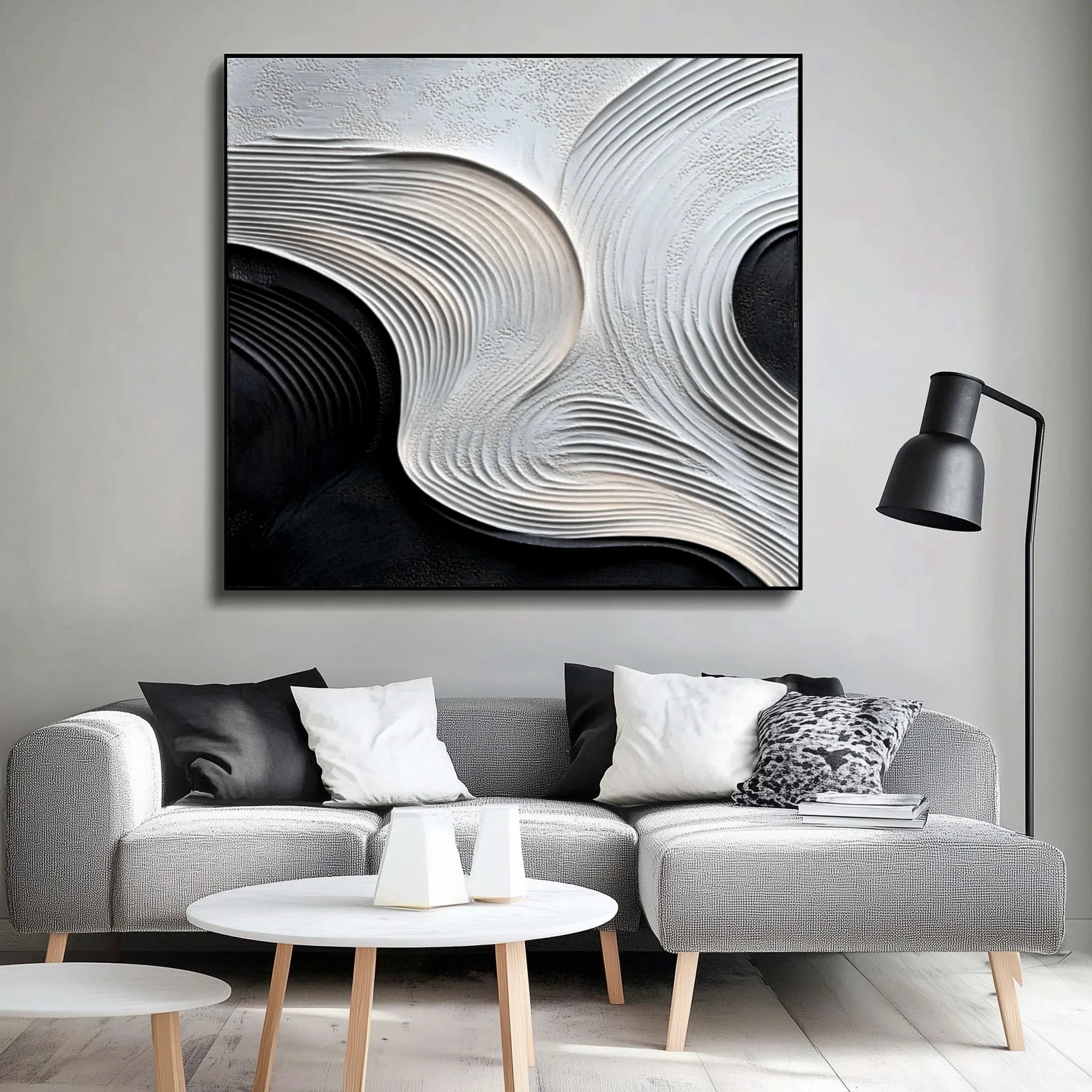 Waves of Serenity-The Three-Dimensional Flowing Ripple Oil Painting Wall Art of Minimalist Aesthetics - artextured