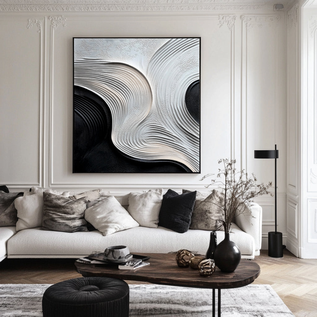 Waves of Serenity-The Three-Dimensional Flowing Ripple Oil Painting Wall Art of Minimalist Aesthetics