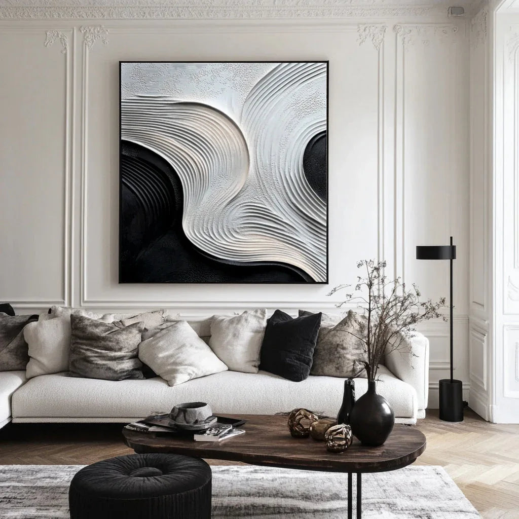 Waves of Serenity-The Three-Dimensional Flowing Ripple Oil Painting Wall Art of Minimalist Aesthetics - artextured