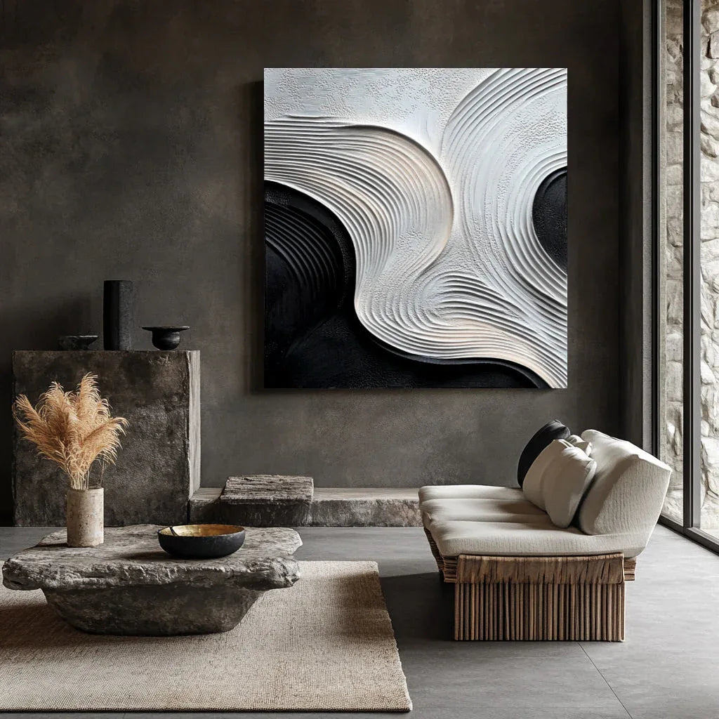 Waves of Serenity-The Three-Dimensional Flowing Ripple Oil Painting Wall Art of Minimalist Aesthetics - artextured