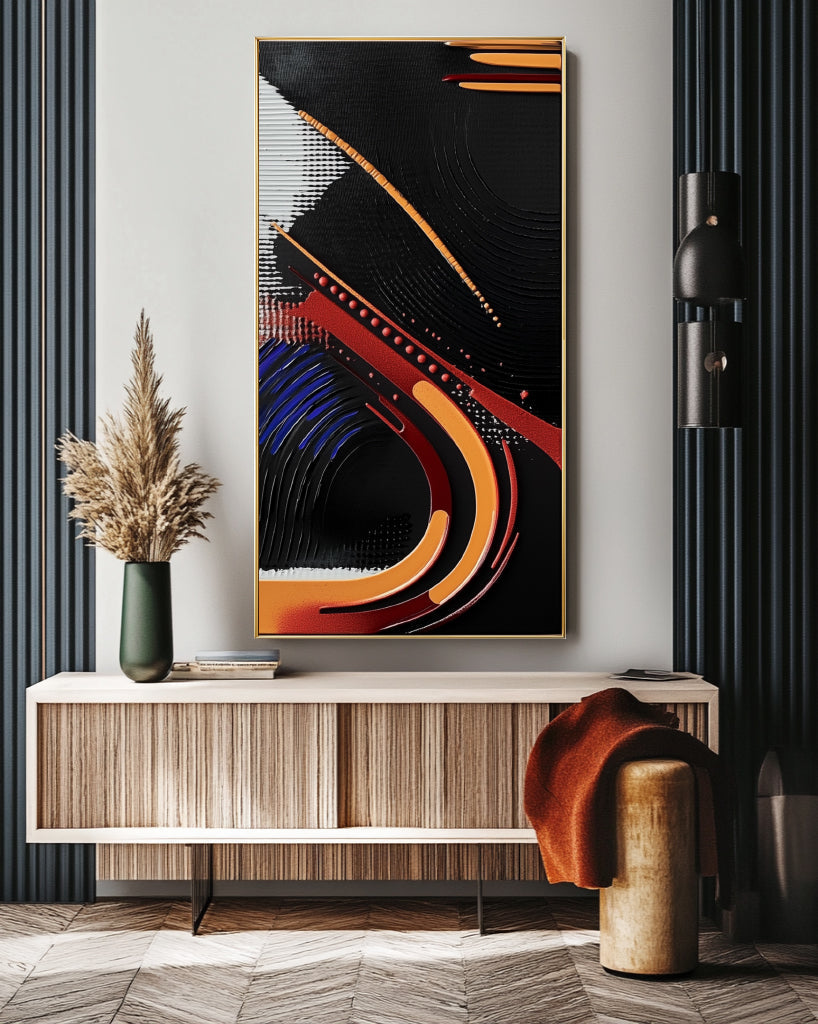 Dynamic Flow Abstract Canvas-Modern Living Room Abstract Oil Painting Wall Art With Dynamic Lines