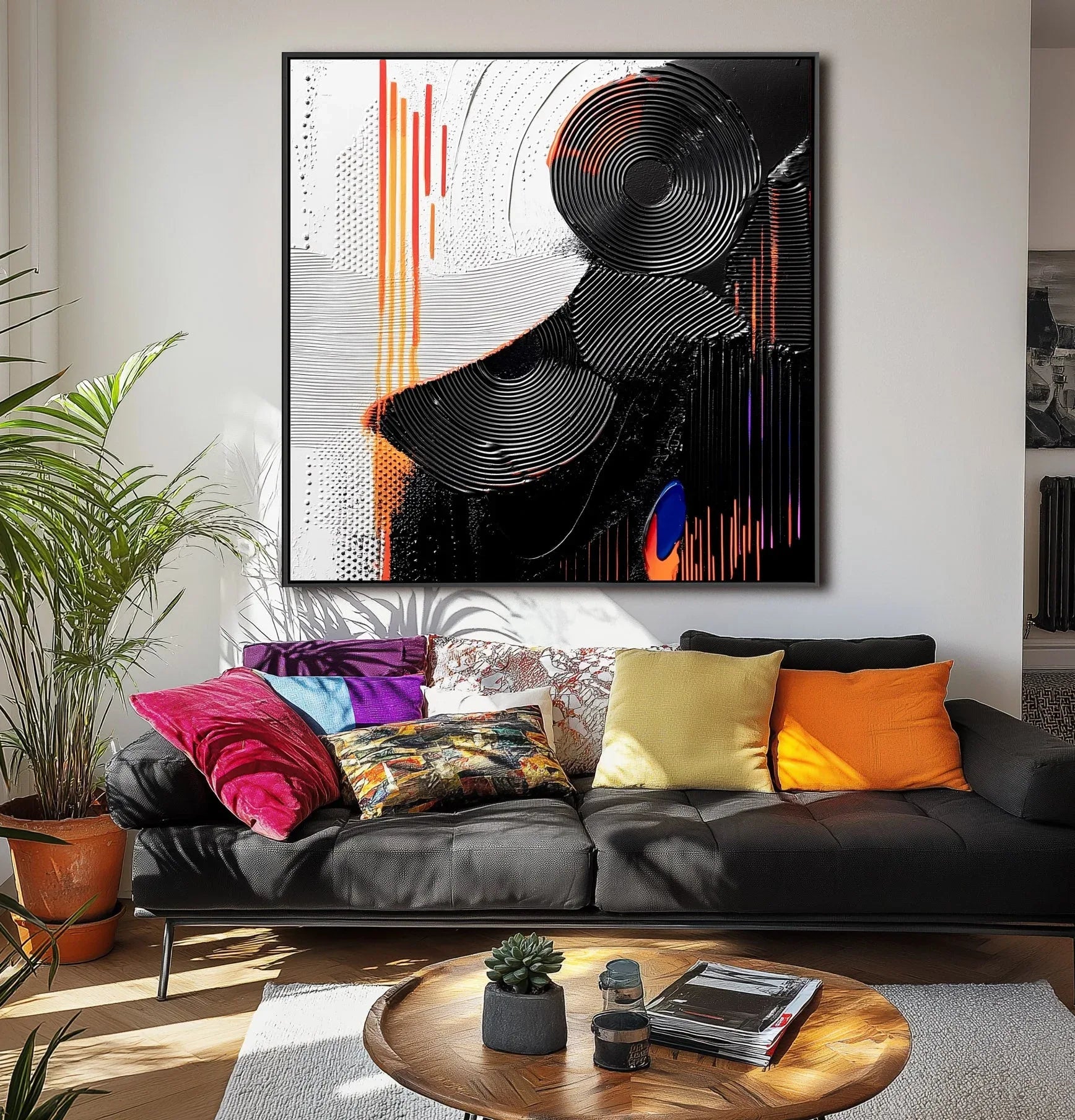 Vivid Rhythm-Abstract Dynamic Line Texture Wall Art in Modern Geometry - artextured