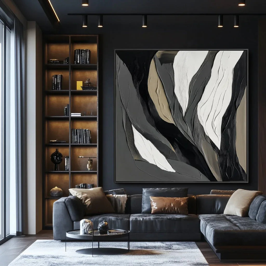 Shadows in Motion-Abstract Lines With Hand Drawn Texture, Oil Painting Wall Art - artextured