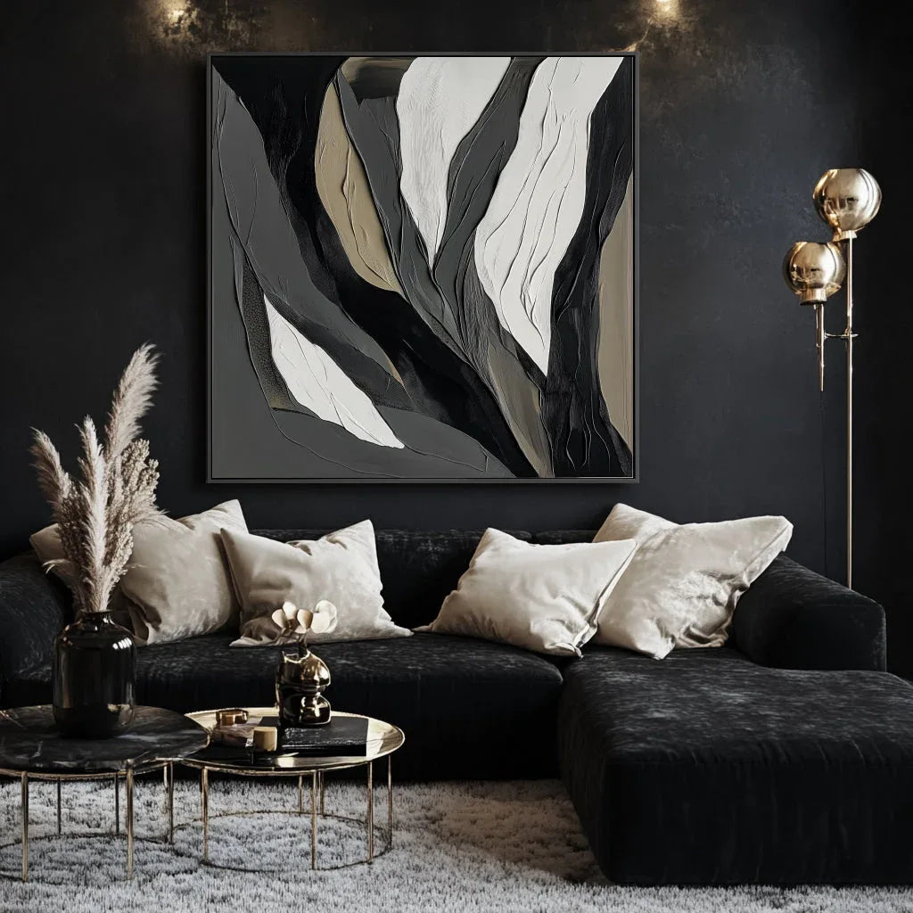 Shadows in Motion-Abstract Lines With Hand Drawn Texture, Oil Painting Wall Art - artextured