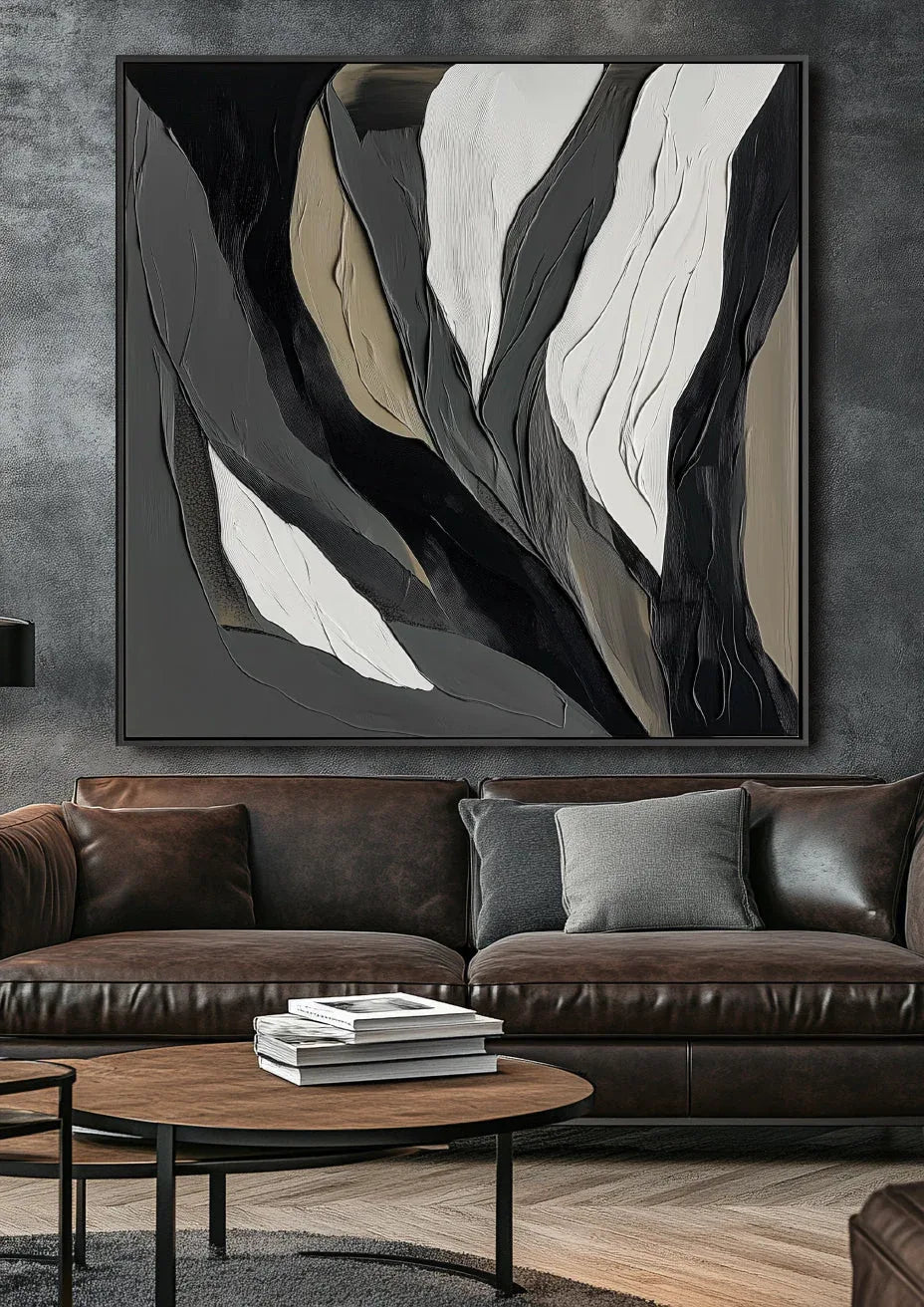 Shadows in Motion-Abstract Lines With Hand Drawn Texture, Oil Painting Wall Art - artextured