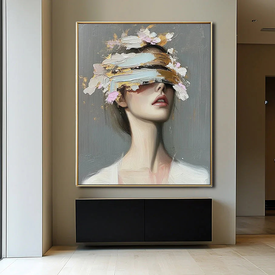 Veiled Vision – Modern Abstract Three-Dimensional Portrait Wall Art - artextured