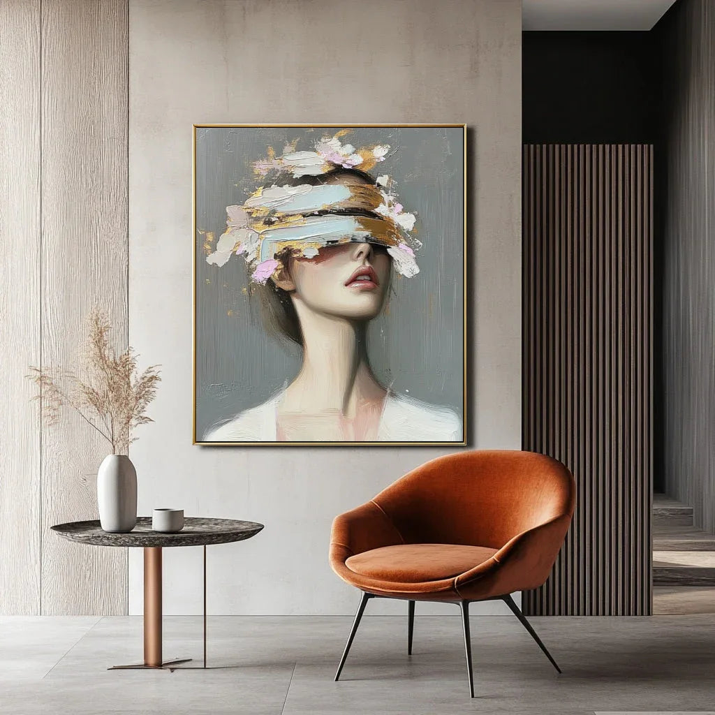 Veiled Vision – Modern Abstract Three-Dimensional Portrait Wall Art - artextured