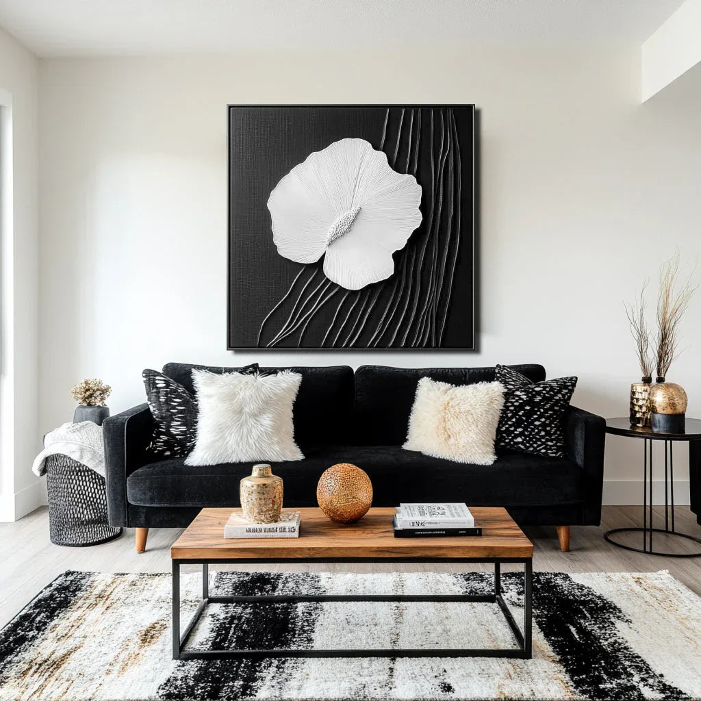 Petal Poise Wall Canvas Set-Modern Minimalist Double-Sided Three-Dimensional Floral Texture Wall Art - artextured