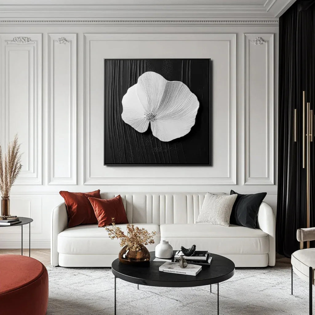 Petal Poise Wall Canvas Set-Modern Minimalist Double-Sided Three-Dimensional Floral Texture Wall Art - artextured