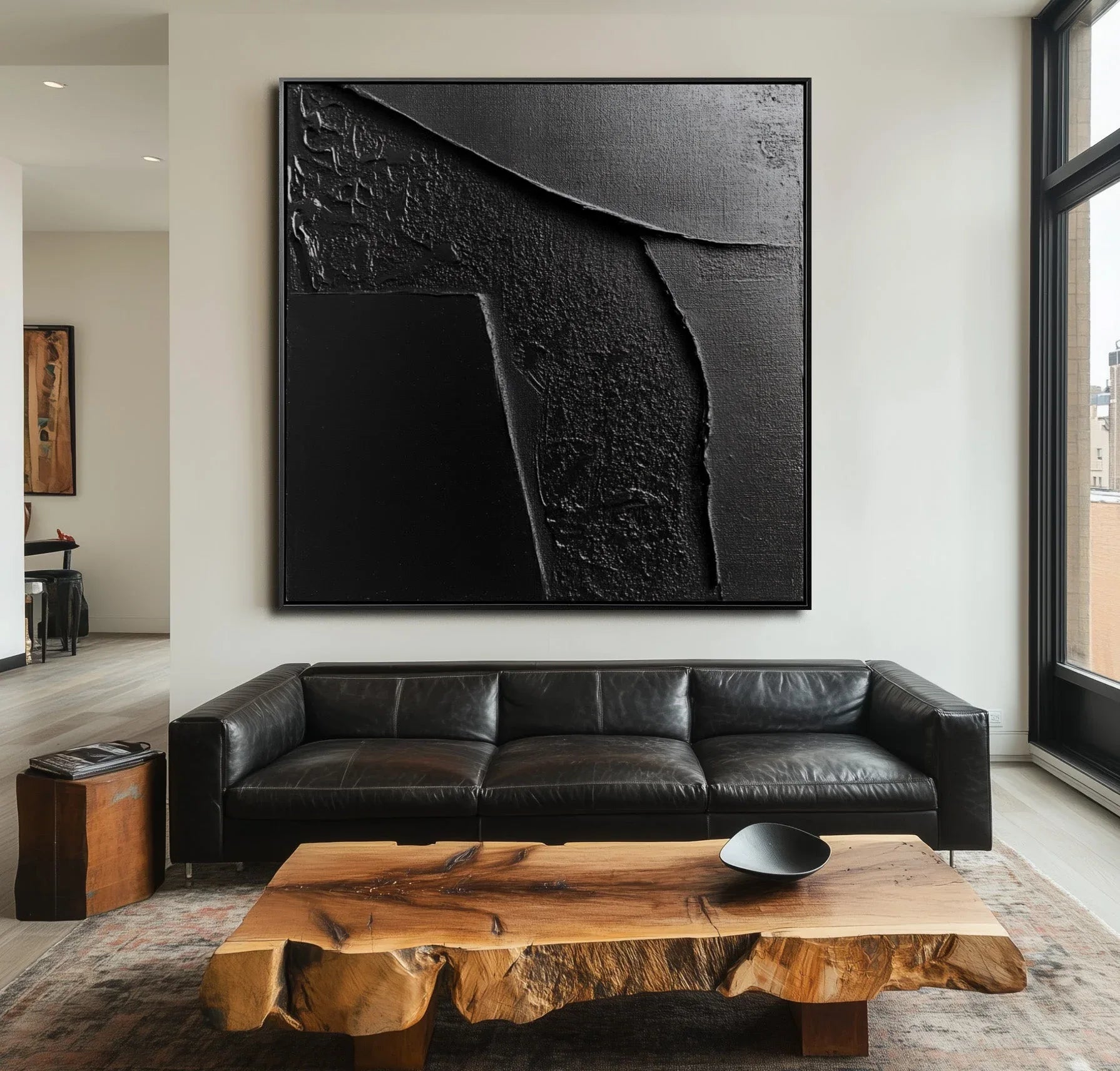 Monochrome Texture Canvas Art-Modern Minimalist Black Tone Abstract Texture Wall Art - artextured