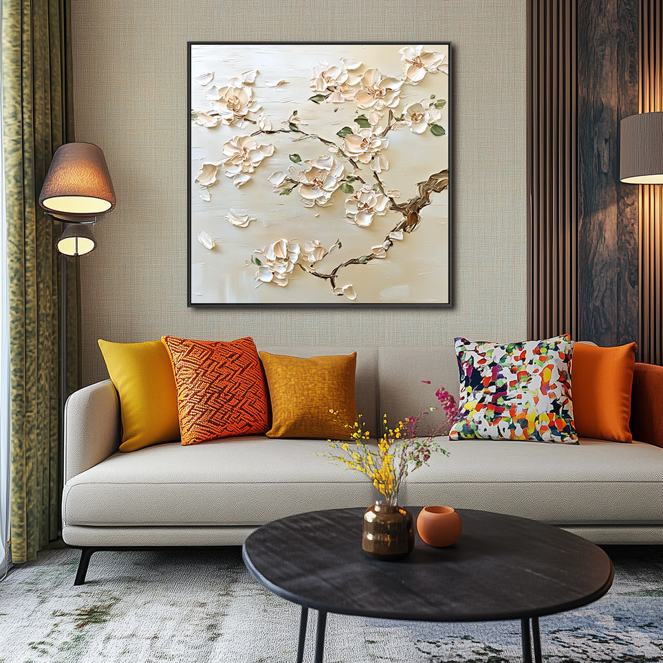 Petals of Serenity -Three Dimensional Flower Abstract Wall Art in Beige