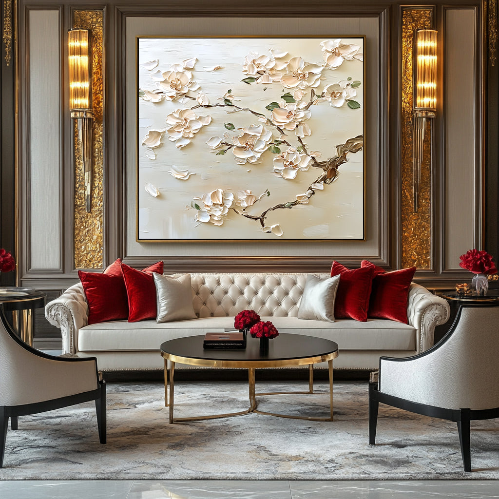 Petals of Serenity -Three Dimensional Flower Abstract Wall Art in Beige