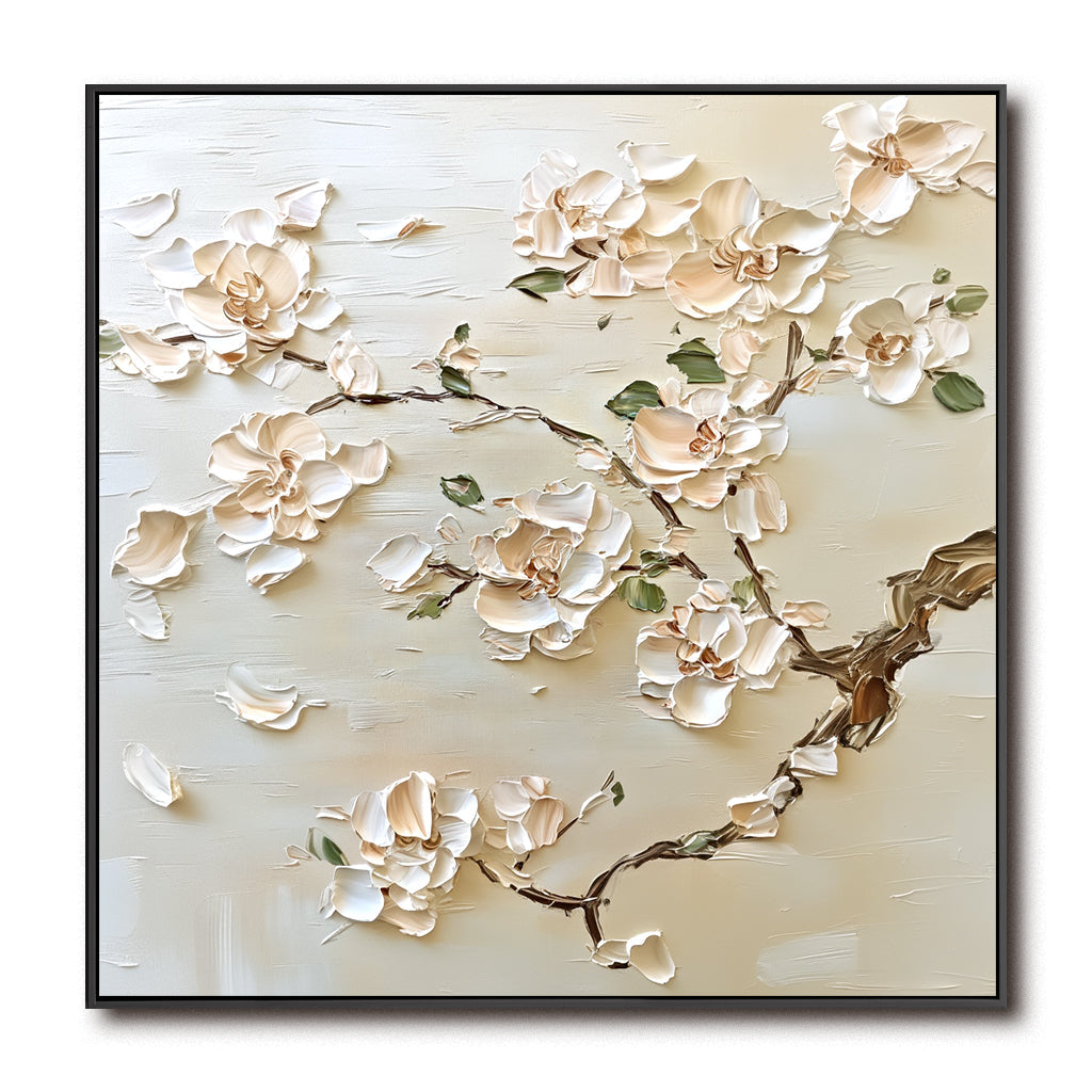 Petals of Serenity -Three Dimensional Flower Abstract Wall Art in Beige