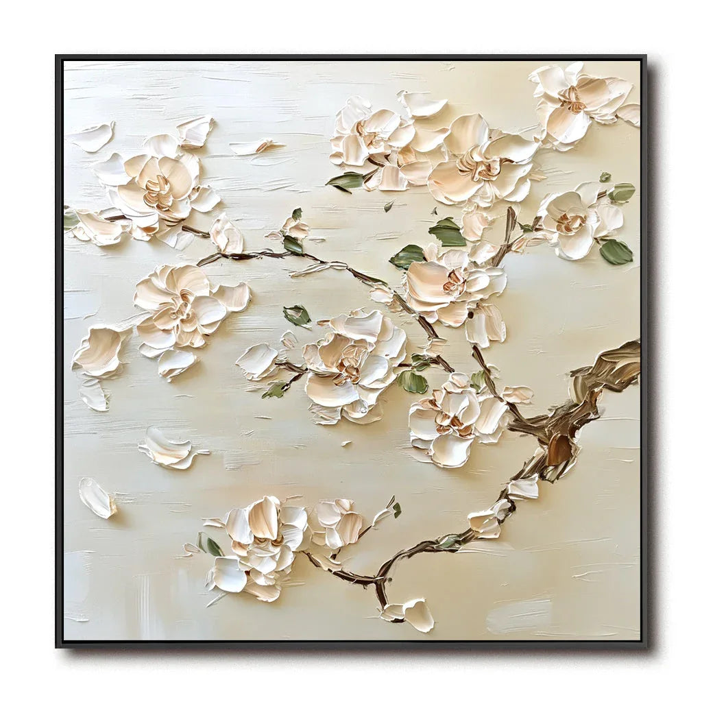 Petals of Serenity -Three Dimensional Flower Abstract Wall Art in Beige - artextured