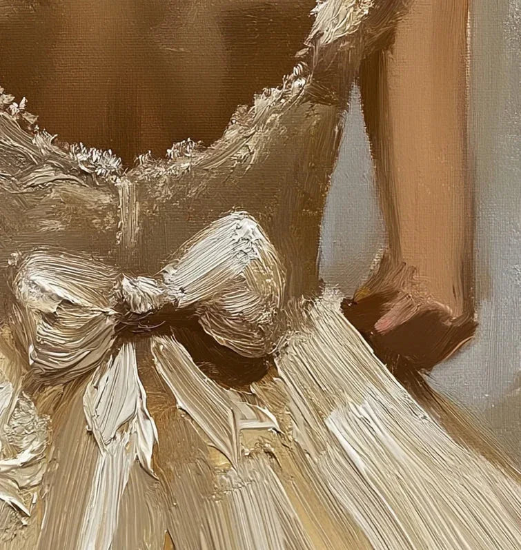 Graceful Elegance-Hand-painted Realistic Dress Female Background Texture Oil Painting Wall Art - artextured