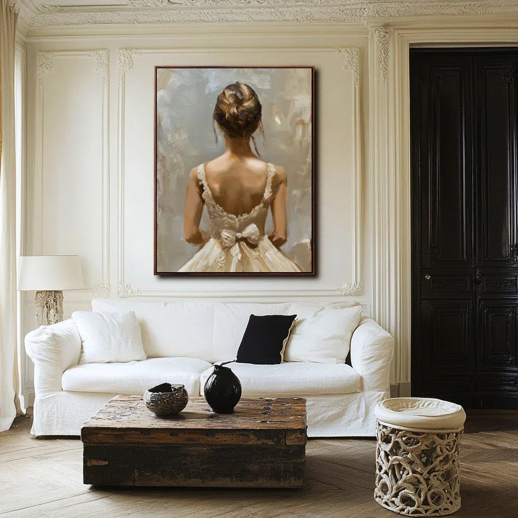 Graceful Elegance-Hand-painted Realistic Dress Female Background Texture Oil Painting Wall Art - artextured