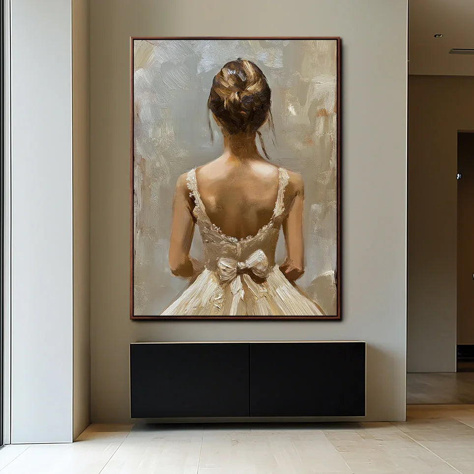 Graceful Elegance-Hand-painted Realistic Dress Female Background Texture Oil Painting Wall Art - artextured