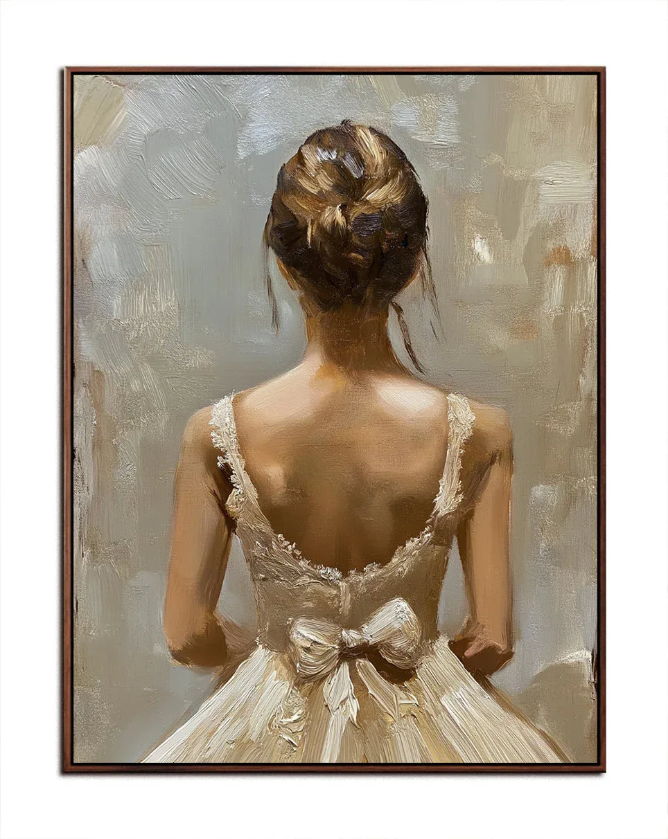 Graceful Elegance-Hand-painted Realistic Dress Female Background Texture Oil Painting Wall Art - artextured