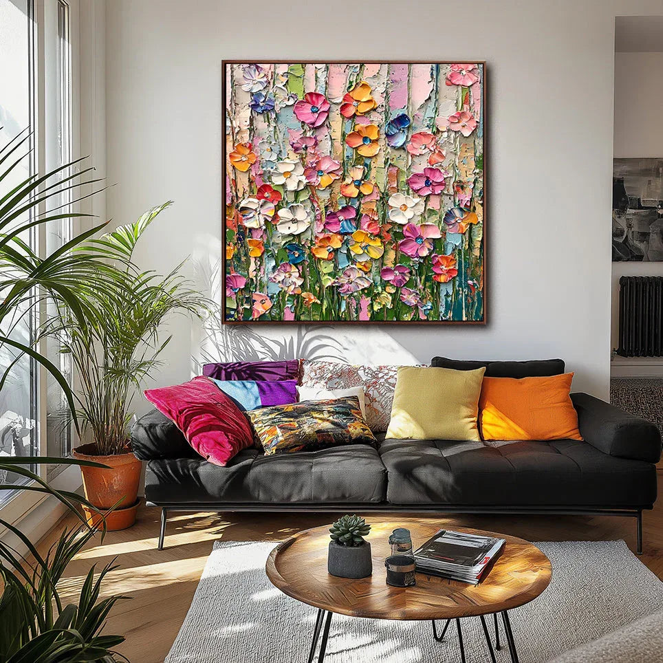 Floral Bloom Extravaganza-Hand Drawn Flower Border Abstract Texture Wall Art - artextured