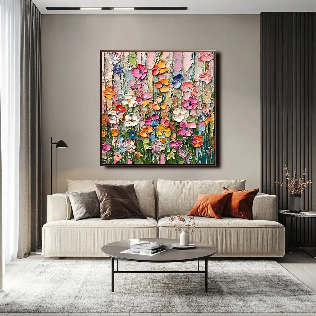 Floral Bloom Extravaganza-Hand Drawn Flower Border Abstract Texture Wall Art - artextured