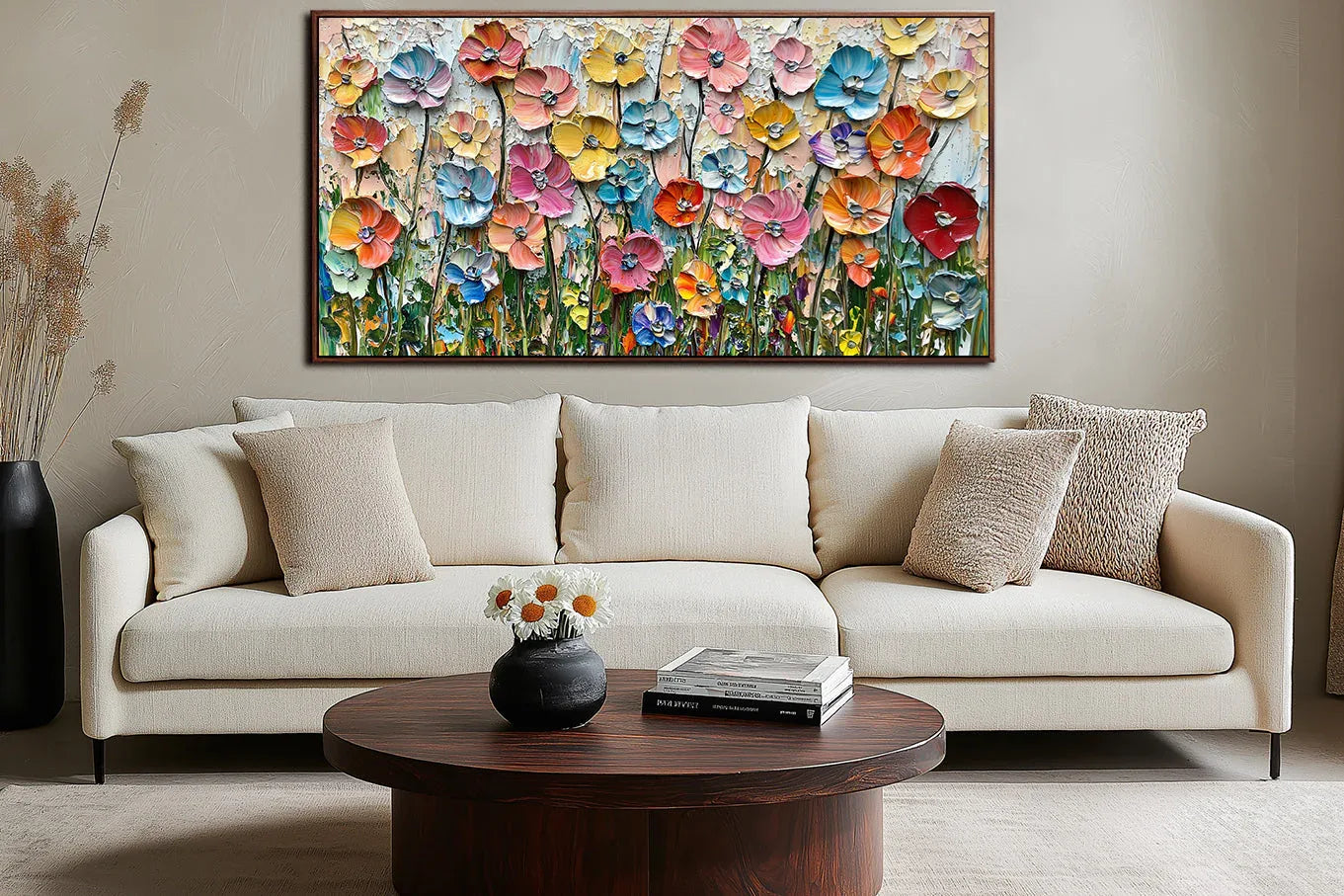 Garden of Color Symphony-Hand Drawn Colorful Floral Texture Three-Dimensional Wall Art - artextured