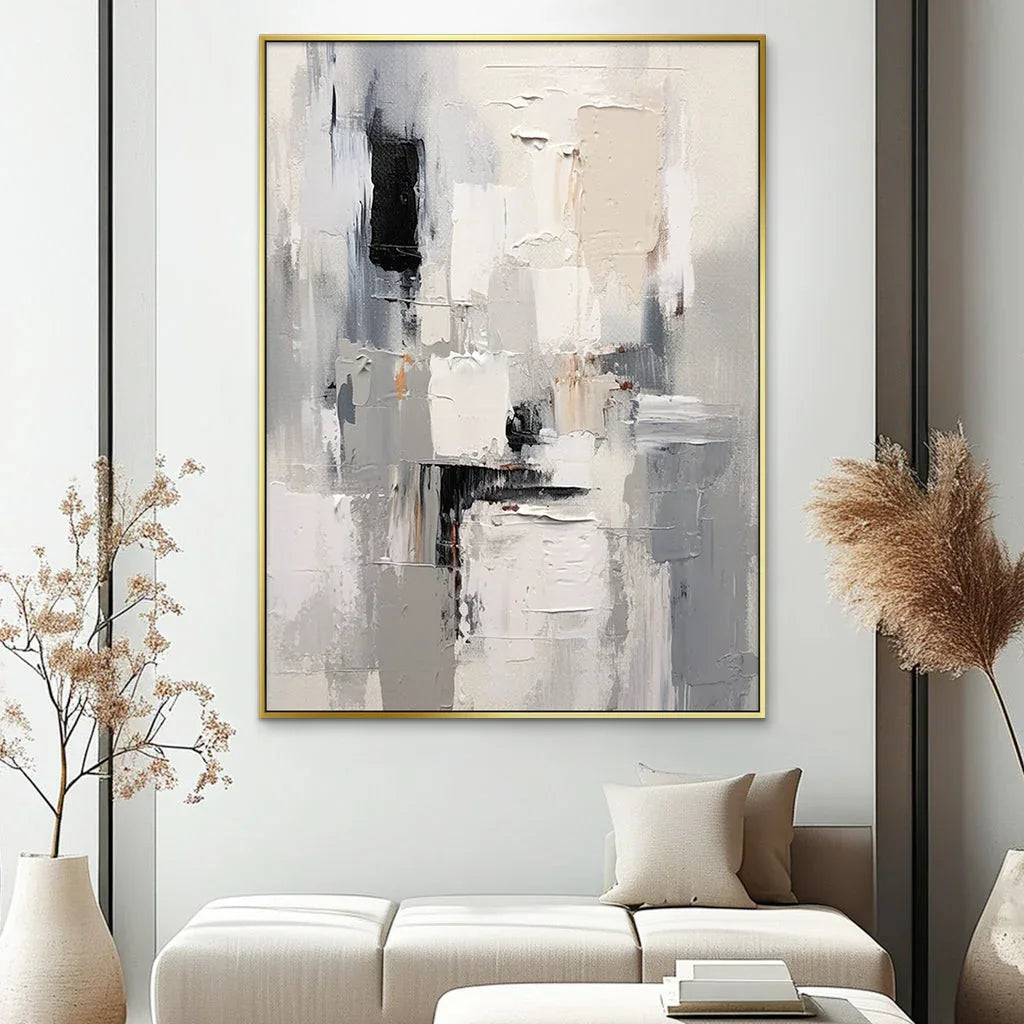 Urban Echo Abstract Canvas-Hand Drawn Thick Textured Abstract Oil Painting Wall Art - artextured
