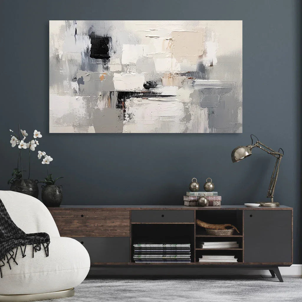 Muted Resonance-Hand-Painted Modern Abstract Thick-Painted Texture Wall Art - artextured