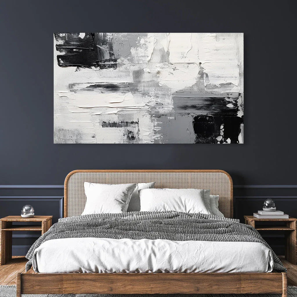 Monochrome Horizon-Hand-Painted Gray-Toned Abstract Brush Texture Wall Art - artextured