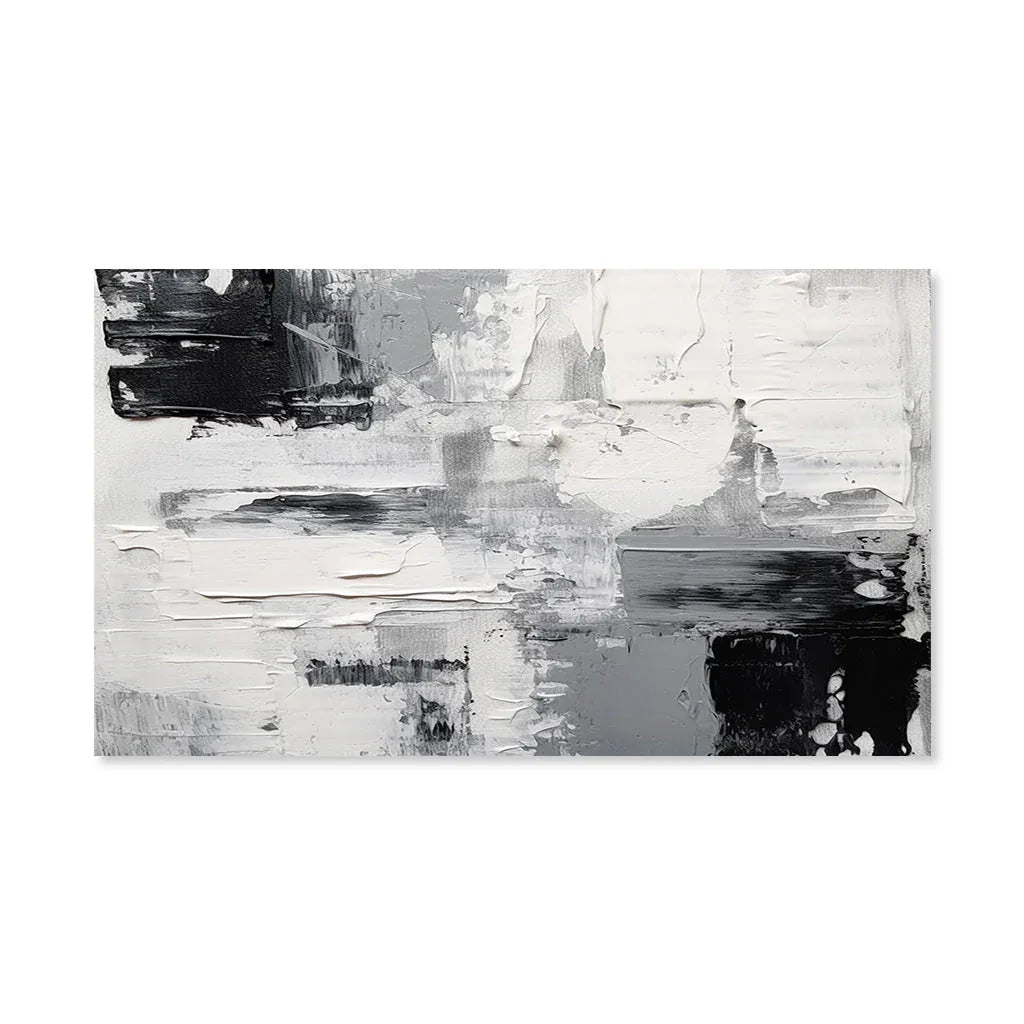 Monochrome Horizon-Hand-Painted Gray-Toned Abstract Brush Texture Wall Art - artextured
