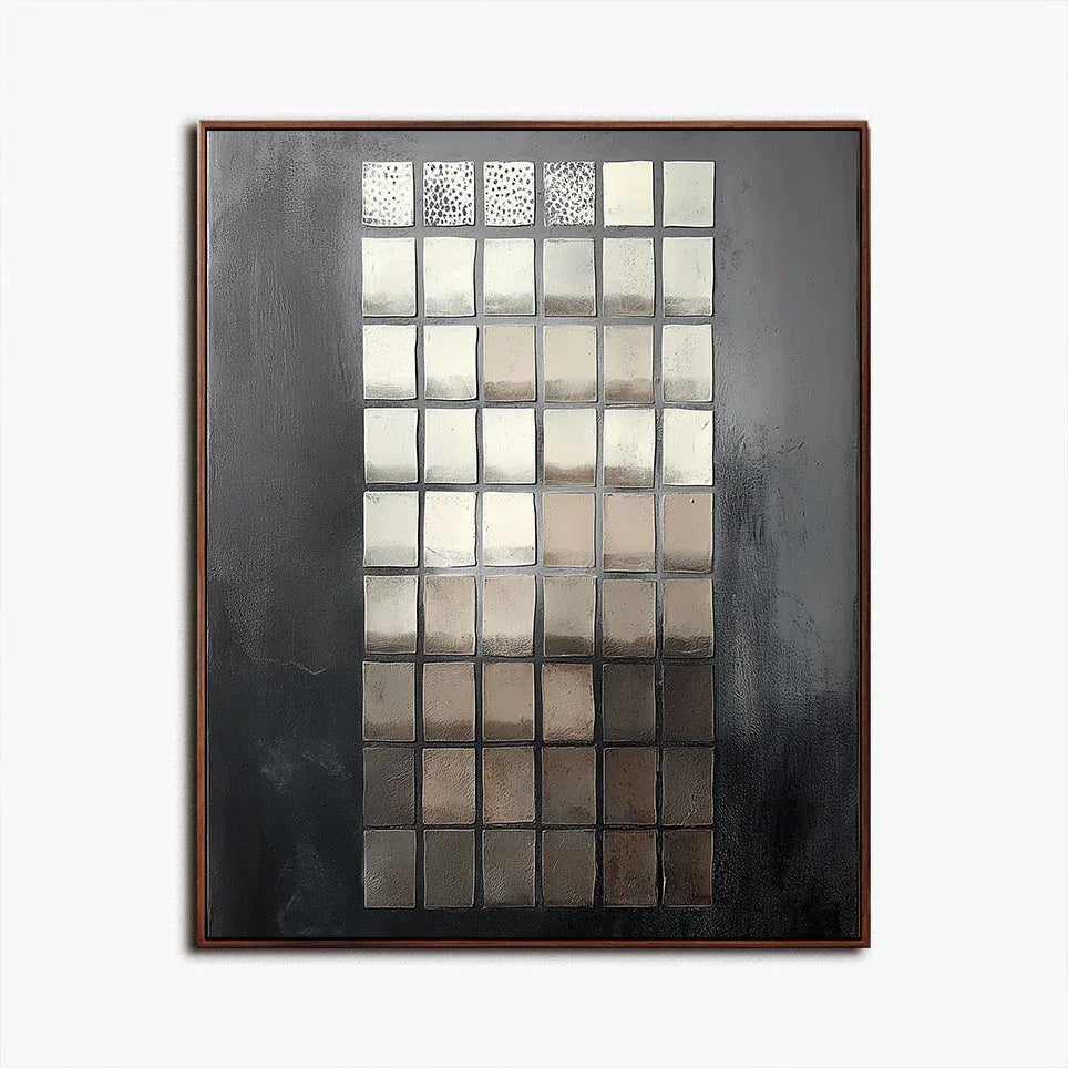 Echoes of Geometry in Texture-Modern geometric black gold square abstract wall art - artextured