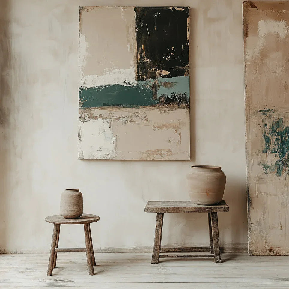 Emerald Tranquility-Vertical Abstract Color Block Staggered Wall Art - artextured